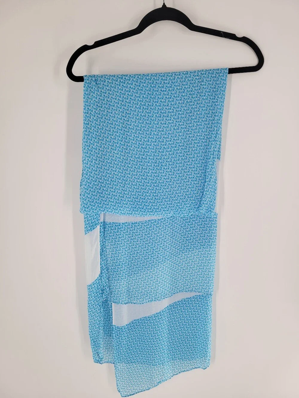 Michael Kors Light Blue Patterned Sheer Scarf